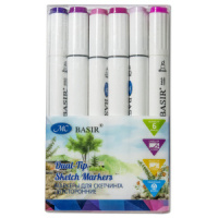 Набор маркеров для скетчинга   6цв. Purple, violet  двусторон., 1,0-7,0мм