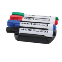 Набор маркеров для белой доски 5,0мм 4цв., с магнитной губкой