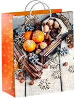 Пакет с пласт. ручками, мягкий пластик 40х30 (140мк) Мандариновое настроение