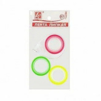 Скотч 12мм*10м, 3шт. на диспенсере,  флуоресцентный