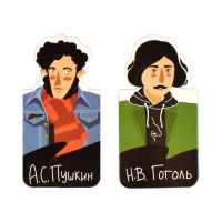 Набор закладок магнитных  6шт., "Писатели и поэты" 27*52мм