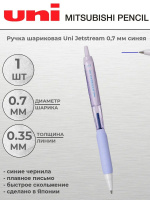 Ручка шариковая синяя автомат UNI Jetstream SXN-101-07FL, цвет корпуса:лаванда, 0.7мм