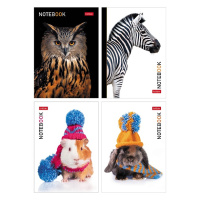 Блокнот А6  24л скоба "В мире животных" клетка, глянц.лам., 16диз.