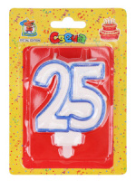 Свеча-цифра "Даты. 25" синяя