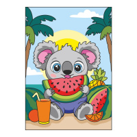 Картина по номерам на картоне 20*30см "Коала с арбузом"