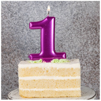 Свеча-цифра "1" Ярко-розовая 8см.