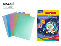 Картон цв. А4  5цв.  5л. мелов., фольгир., пл. 240 гр/м2, в папке