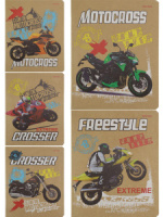 Тетрадь А5 48л кл. Проф-Пресс "Мото-экстрим" крафт, 5диз.в блоке, белизна 100%*