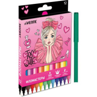 Фломастеры  12цв "deVENTE. Too Cute Girl", вентил.колпачок, картон