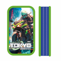 Пенал 2 отд. (190*105*35) молния, лам.картон, ткан.торец "Неоновый байкер"