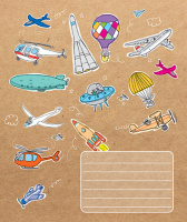 Тетрадь А5 24л лин. ПЗБМ "Едем, плаваем, летим" выб.УФ-лак, тисн.фольгой, конгрев, белизна 100%