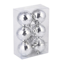 Набор елочных шаров 6 см, 6 шт. 2 дизайна, серебро, формовой пластик