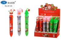 Ручка шар. многоцв. 12-ти цветная, "Новогодние" 0,5мм, прорезин.наконечник