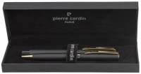 Набор: ручка шариковая+роллер Pier Cardin, корпус-латунь, черный, позолото