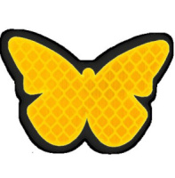 Значок светоотражающий пластик осн. "Бабочка" жёлтая, 50мм