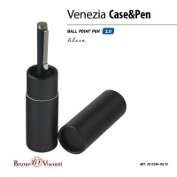 Ручка в футляре "Venezia Pragmatico. Черная" шарик., 1,0мм, металл., синие чернила