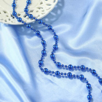 Бусы декоративные  2,7м, с шарами разных диаметров, синий