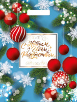 Пакет 40*31см (60мк) с вырубной укрепл. ручкой "Шарики и фонарики" ПВД