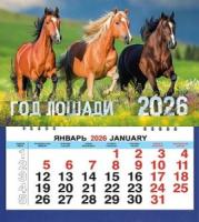 Календарь МАЛЫЙ  200*240мм на 2026г. СГ_Трио лошадей. Лето
