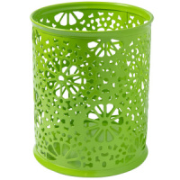 Стакан наст.  9*9см, метал., круглый,  цветочный узор, зеленый