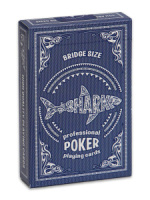 Карты игральные 54шт,  "Shark" blue, пластик, bridge size index standard, 57*88 мм