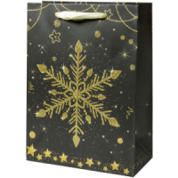 Пакет подар. бум. новогодн. 31*40*12см 210гр/м "Стильный новый год" 4 дизайна, глиттер,1 дизайн в уп
