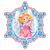 Подвеска  9*9см "Снежинка Рождественская" с блестками, красная