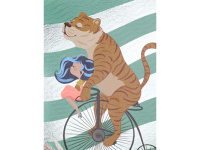 Блокнот А5  80л гребень "Тигр и девочка" клетка, жёстк.подложка, твин лак., фольга