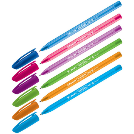 Ручка шар. LUXOR "InkGlide 100 Icy" 0.7мм трехгран., синяя, ассорти