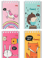 Блокнот А7  40л гребень "Животные. Микс" клетка