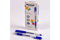 Ручка гелевая Mazari Bruma синяя, 0,5мм, прозр.корпус, грип
