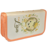 Пенал 2 отд. (190*105*50) молния, ткань "Маленький лев"