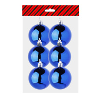 Набор елочных шаров 6 см, 6 шт., синий, пластик