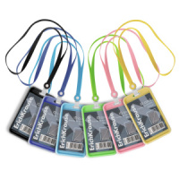 Бейдж 54х85 мм. вертик., акрил, силиконовая лента, цветной корпус