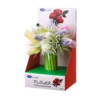 Ручка шариковая "Цветы" синяя, 0,5мм, кор. прорезин.