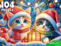 Пазлы  104 элемента "Котята под елкой"