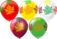 Шар с рисунком 12" Листья! 30 см пастель+кристалл+металлик  25 шт. в уп.