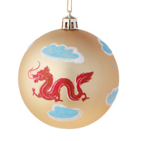 Набор елочных шаров 8 см, 4 шт., Символ года, золото, пластик