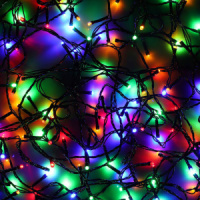 Гирлянда LED светодиодная 180 ламп, 14 м., черный провод, 8 режимов 220В, мультицвет