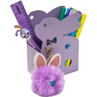 Подставка для шк.принадлежностей "Rabbit" 11x7x8 см, в форме кролика,метал.сиреневая