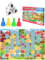 Игра с фишками 520*440 мм "Кошки-мышки" в коробке, треугольный кубик, 3+