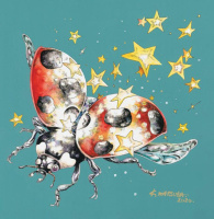 Скетчбук-раскраска 250*250мм  48л., скоба, 160гр/м2 "Мир поразительных существ Кэна Мацуды. Белый"