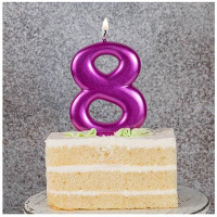 Свеча-цифра "8" Ярко-розовая 8см.