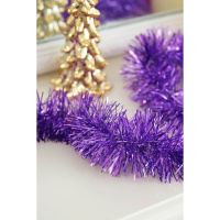 Мишура d=  7см, 2м, ПВХ, фиолетовый, золотой