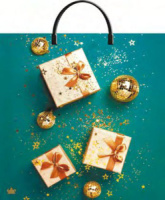 Пакет 36*37см (100мк) с пластиковой ручкой "Золотые подарки" ПВД