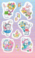 Наклейки детские 15*9см  "Кролики"