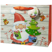 Пакет подар. бум. новогодн. 40*31*12см 210гр/м "Санта" 4 дизайна, 1 дизайн в упаковке, аппликация