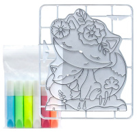 Краска по стеклу с трафаретом    "Лисички"