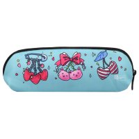 Пенал-косметичка (200*65*55) молния, ткань "Сердечки"