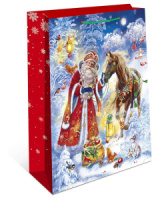 Пакет подар. бум. новогодн. 18*23*6см 157гр/м Дед Мороз